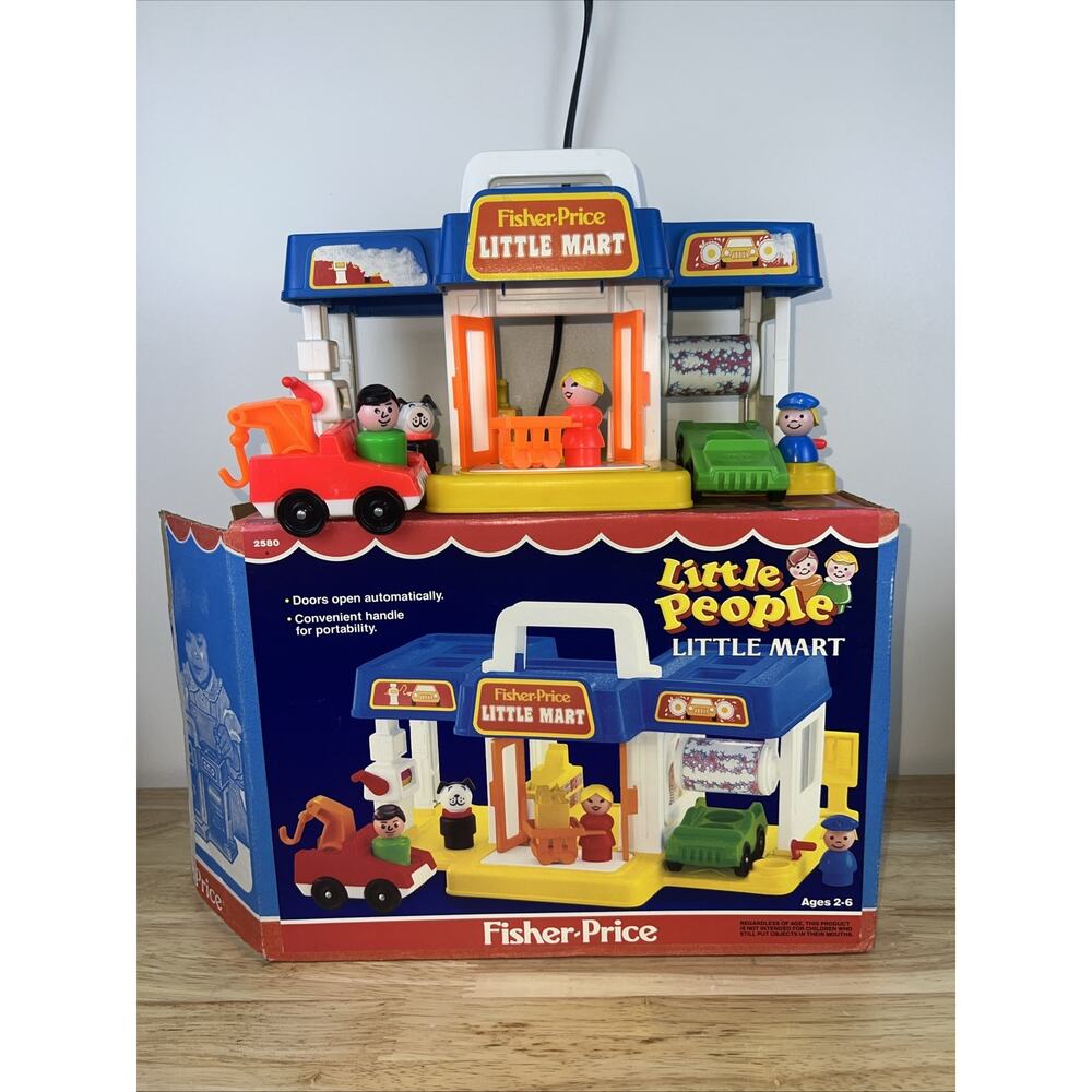 Vintage 1986 Fisher Price Little People Little Mini Mart W/Box. Missing 1 Piece